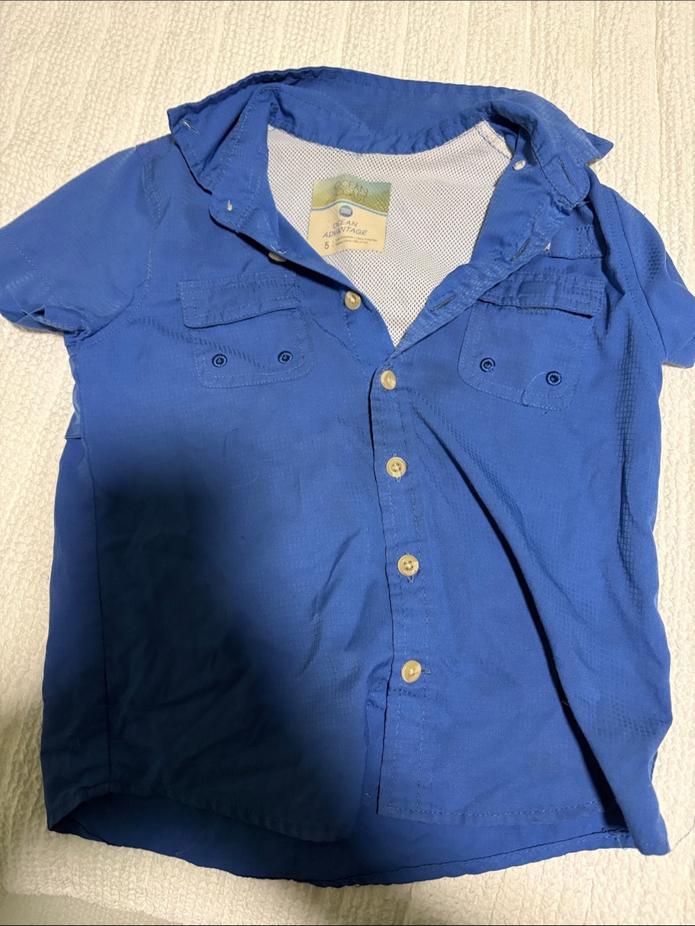 Boys' Short-Sleeve Button-Down Shirt in Cobalt Blue